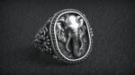 925 Sterling Silver Oxidized Finish Elephant Ring