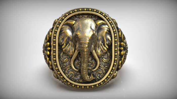 925 Sterling Silver Oxidized Finish Elephant Ring