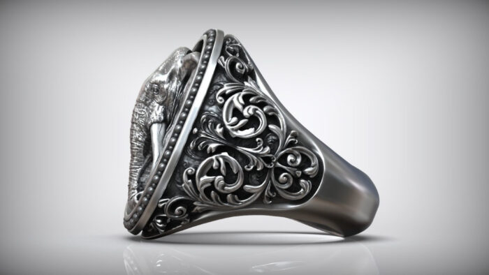 925 Sterling Silver Oxidized Finish Elephant Ring