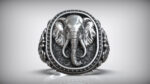 925 Sterling Silver Oxidized Finish Elephant Ring