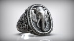 925 Sterling Silver Oxidized Finish Elephant Ring