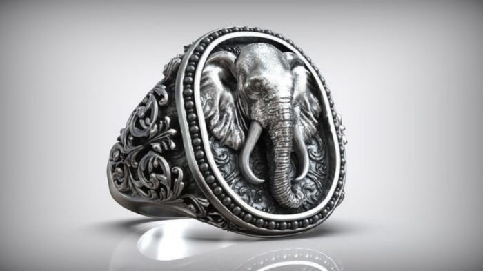 925 Sterling Silver Oxidized Finish Elephant Ring