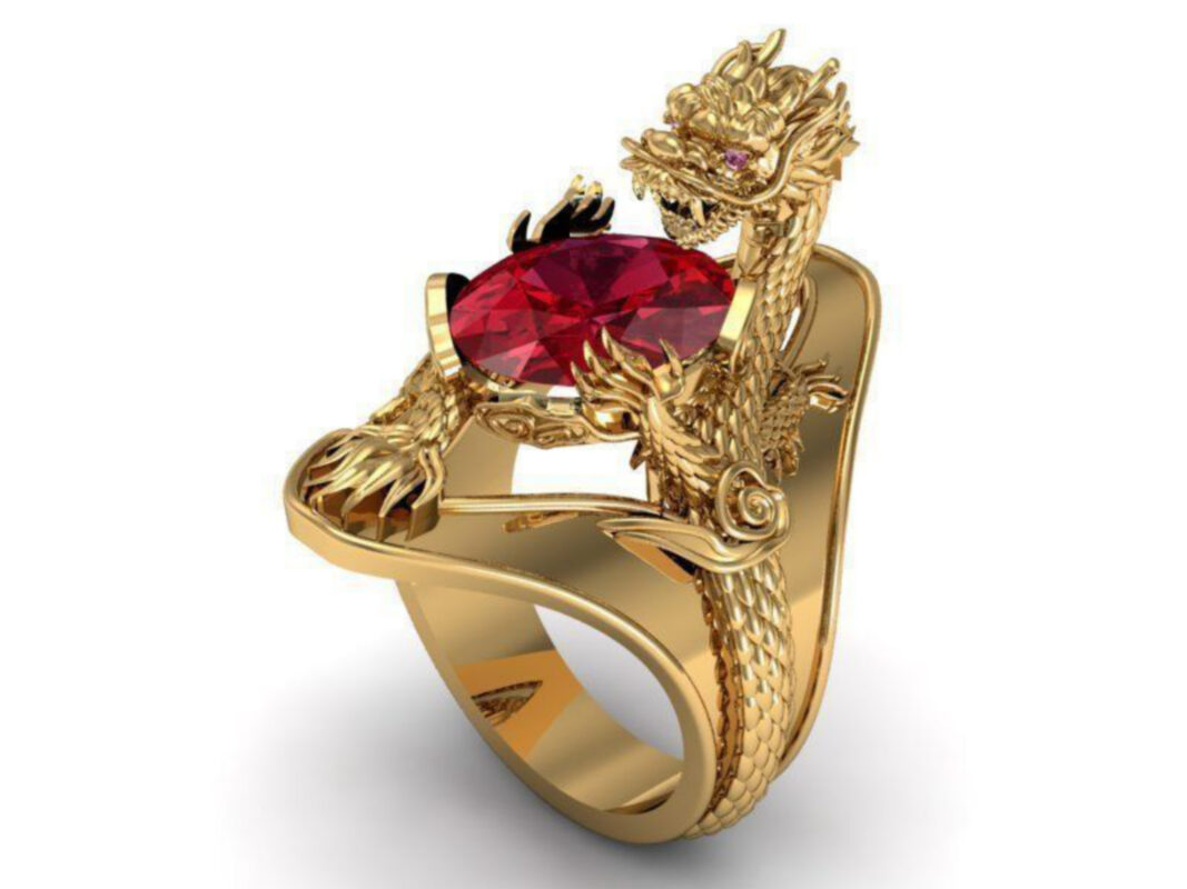 Red Garnet Dragon Ring