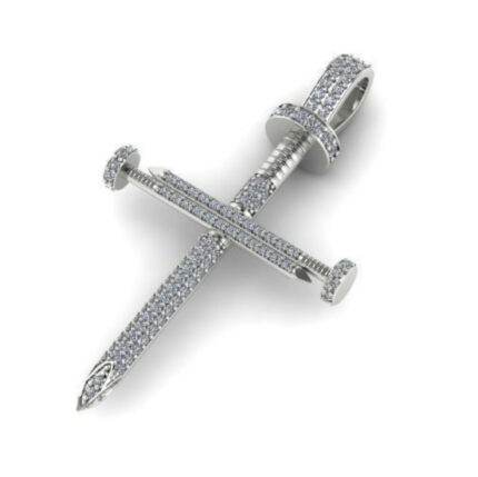 Nail Style Cross Diamond Pendant