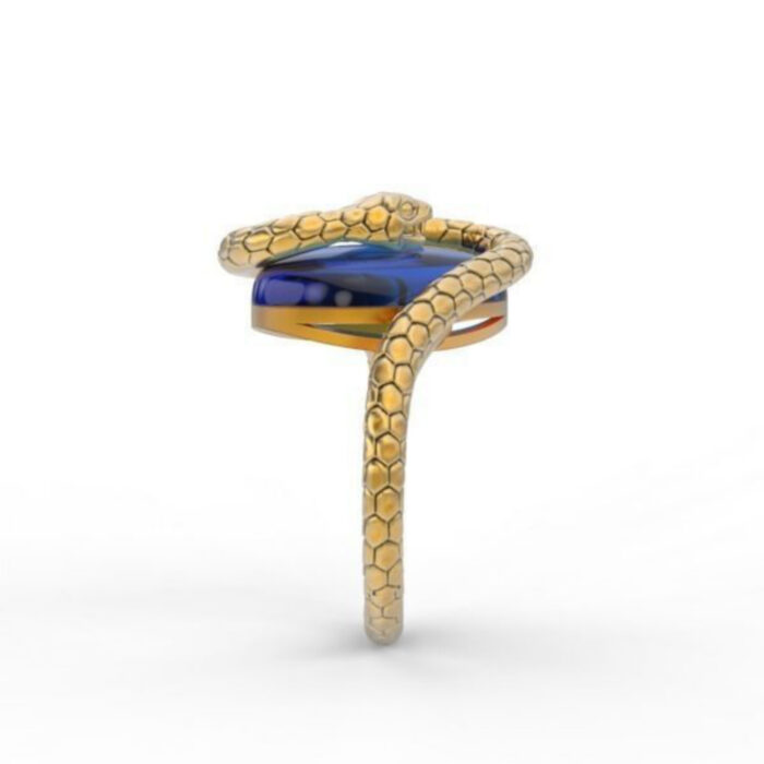 Blue Sapphire Snake Ring For Women Her Mom BY Rudra Jewelrs