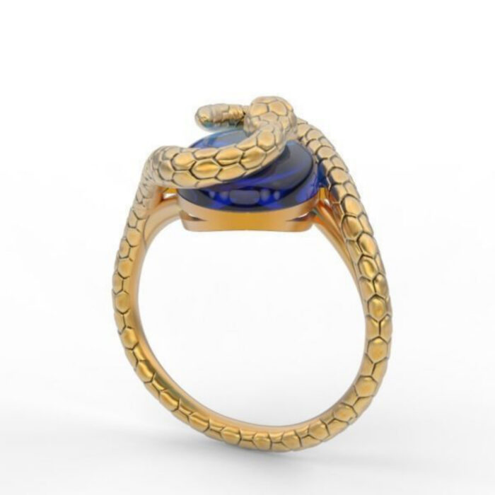 Blue Sapphire Snake Ring For Women Her Mom BY Rudra Jewelrs