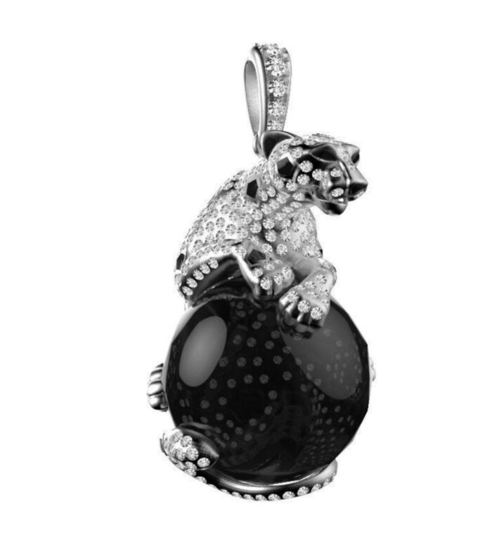 Panther Pendant With Black Onyx