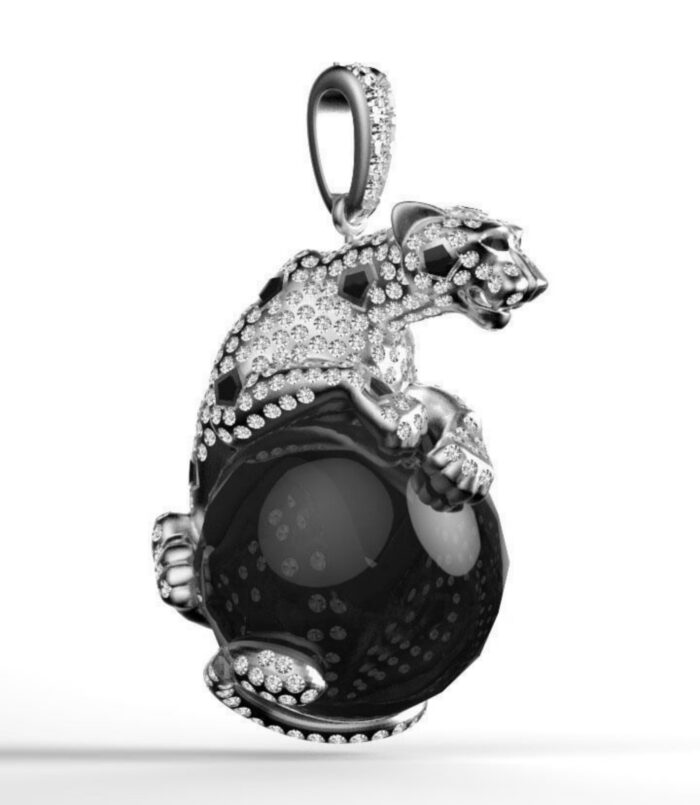 Panther Pendant With Black Onyx