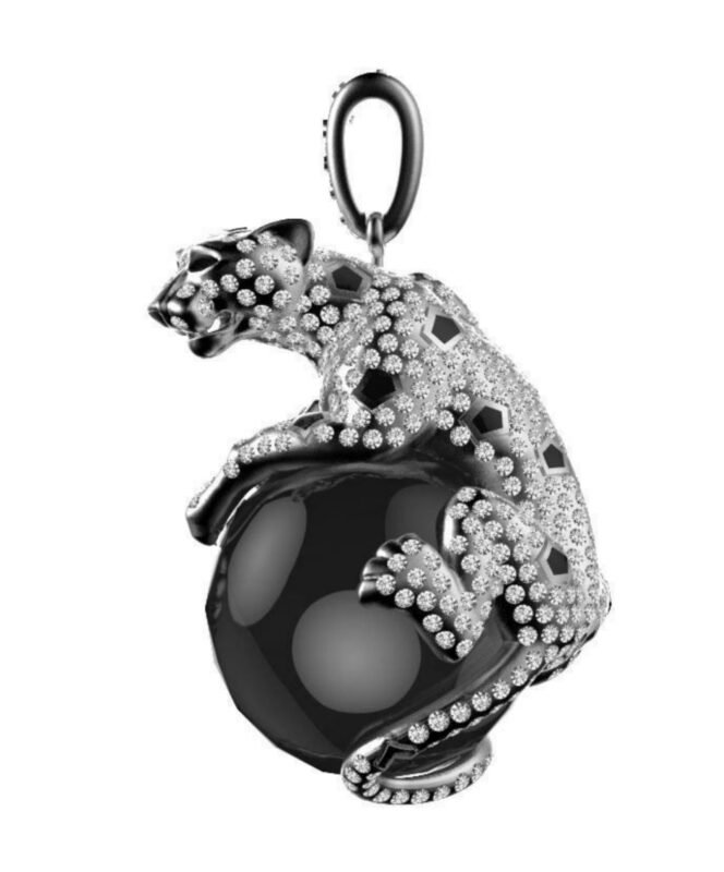 Panther Pendant With Black Onyx