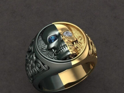 Skull Face Diamond Ring Fashionable Signet Jewelry